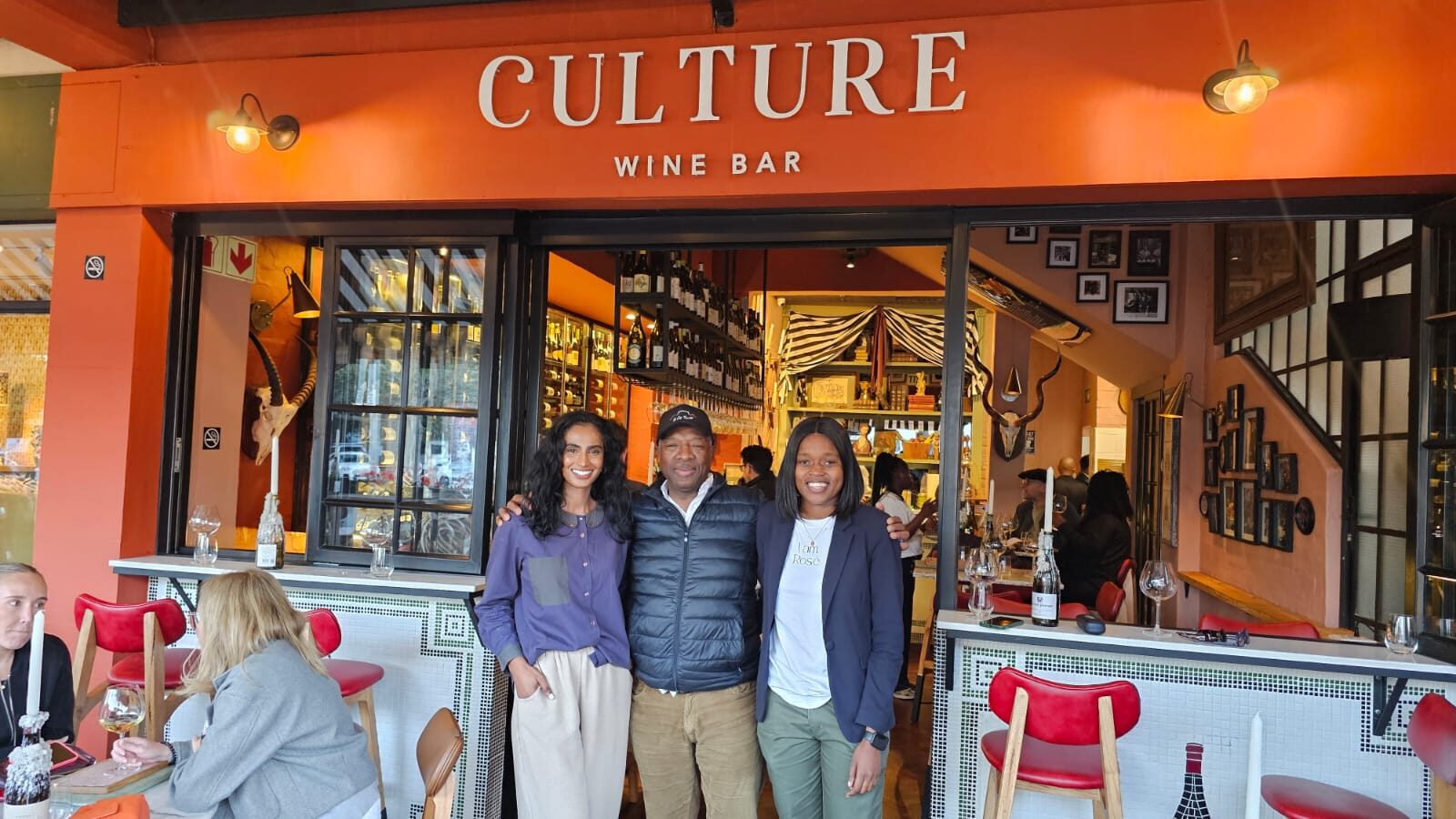 Friends with Du Sol outside Culture Wine Bar, Newlands Village