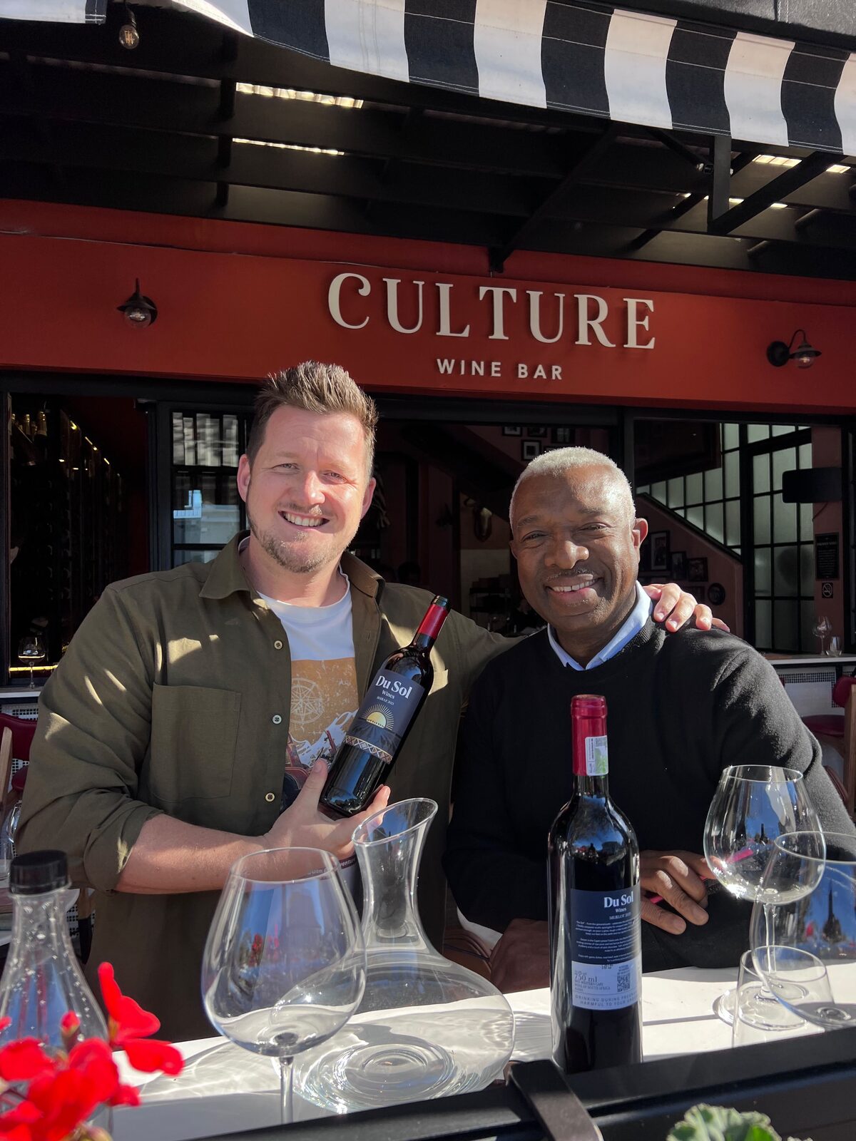 Du Sol Shiraz and Merlot on the table at Culture Wine Bar, Newlands