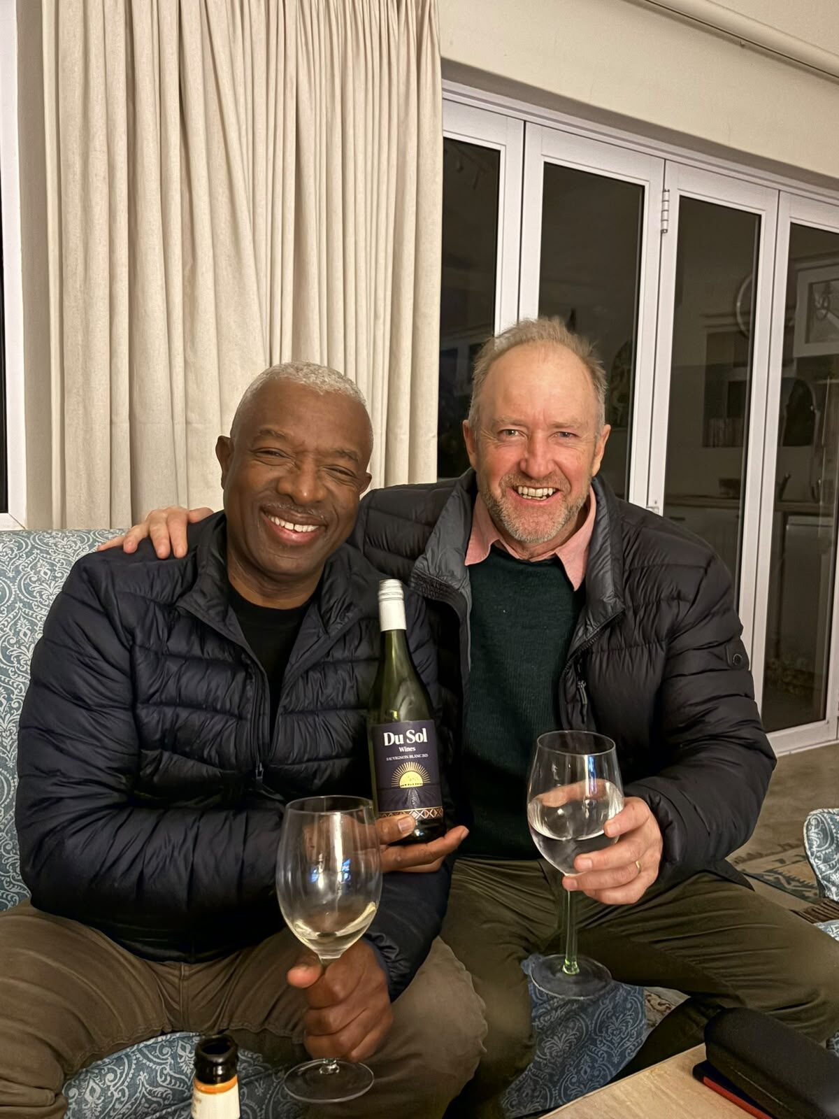 Solly and Stanley together with a bottle of Du Sol