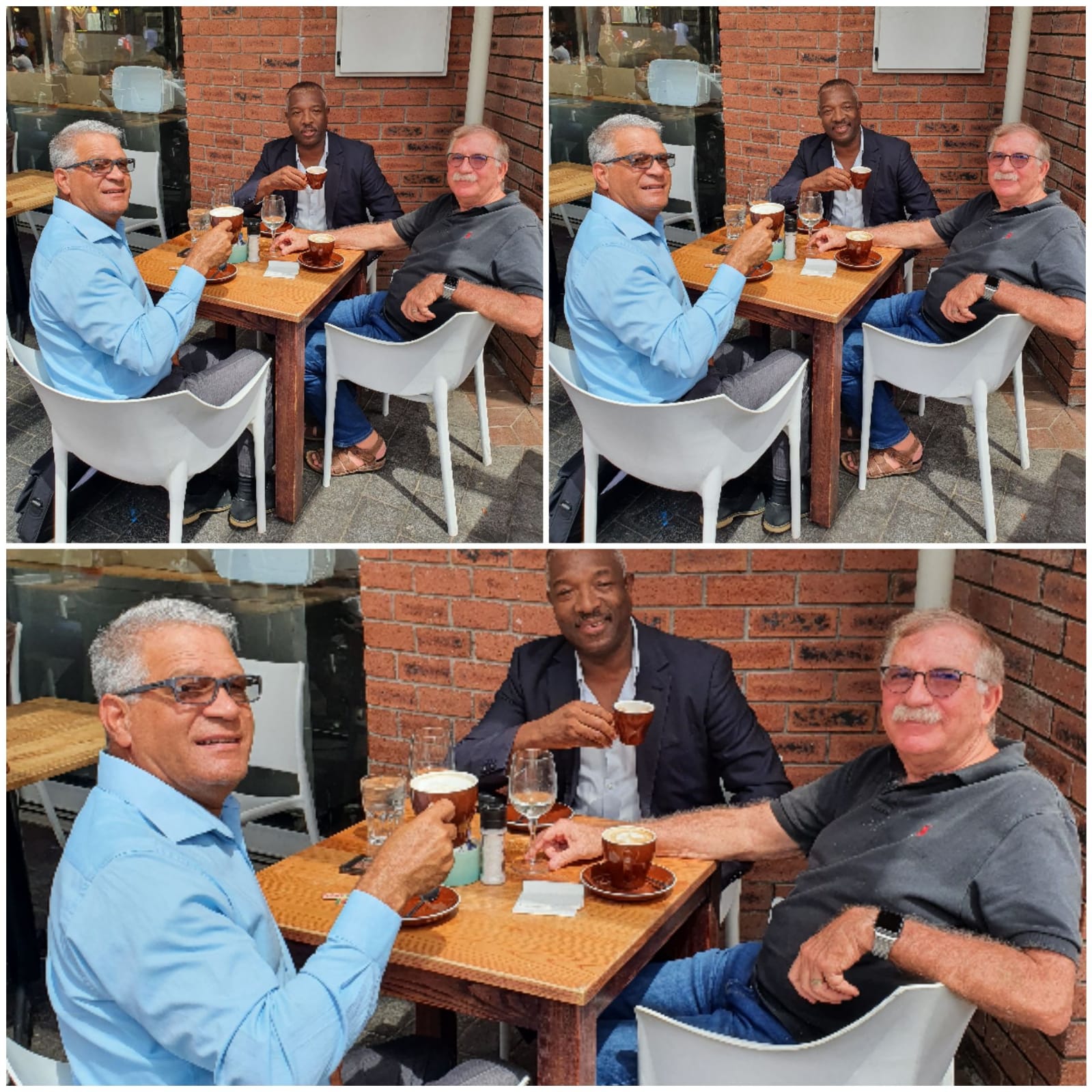 The founders sharing coffee and conversation at a café